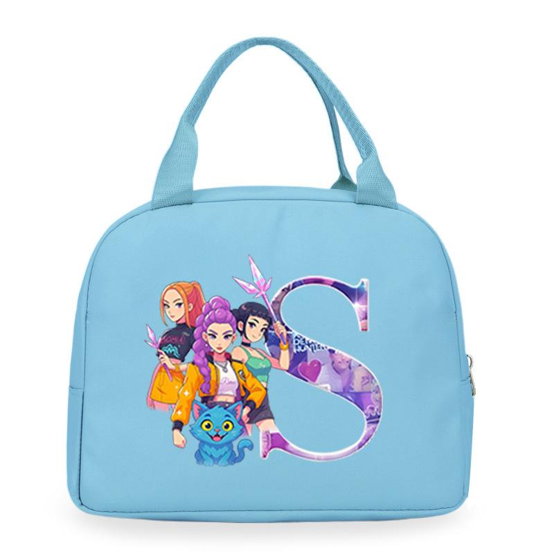 Trend Kpop Anime Cartoon Peripheral 26 Letter Printing Bento Bag Commuter Portable Lunch Box Bag