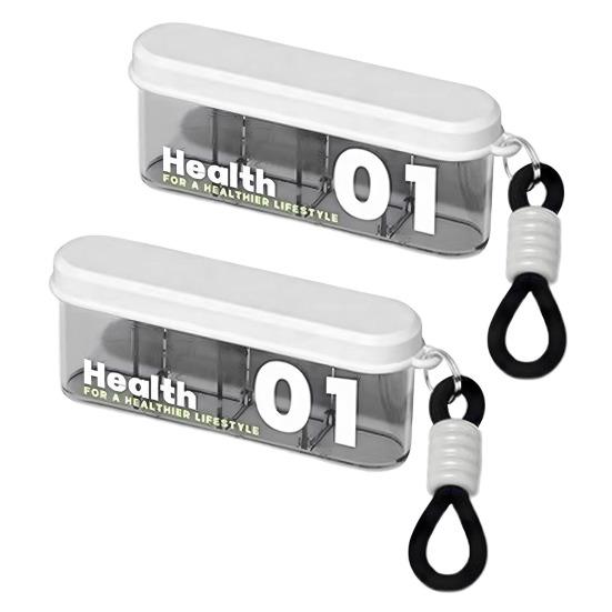 Portable Pill Box 4 Compartments Transparent Pill Case Travel Pill Organizer Tablet Dispenser with Slider Lock