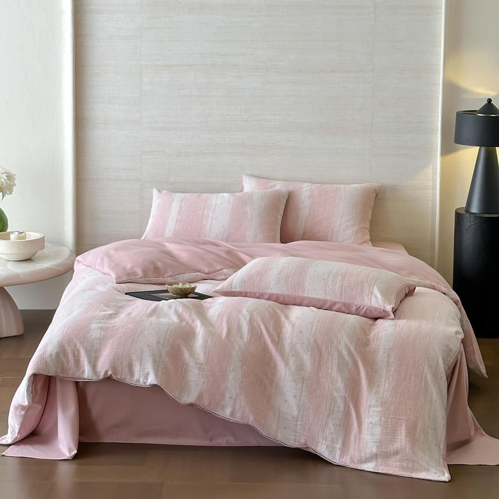 100% Cotton Three-ply Gauze Bedding Set Queen Soft Breathable Queen Duvet Cover Set with Sheets Washed Quilt Cover Pillowcases