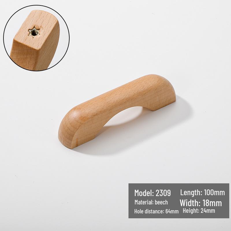 

Solid Wood Bridge-Shaped Cabinet Handle, Log Color, Cream Style, for Kitchen Drawers and Wardrobes, New Chinese Style. No Specification
