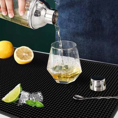 EXCO Coasters, High-Quality Silicone and Ceramic Coasters, Heat-Resistant, Non-Slip, Tea Trays, Multiple Styles to Choose from (Black Rectangle)
