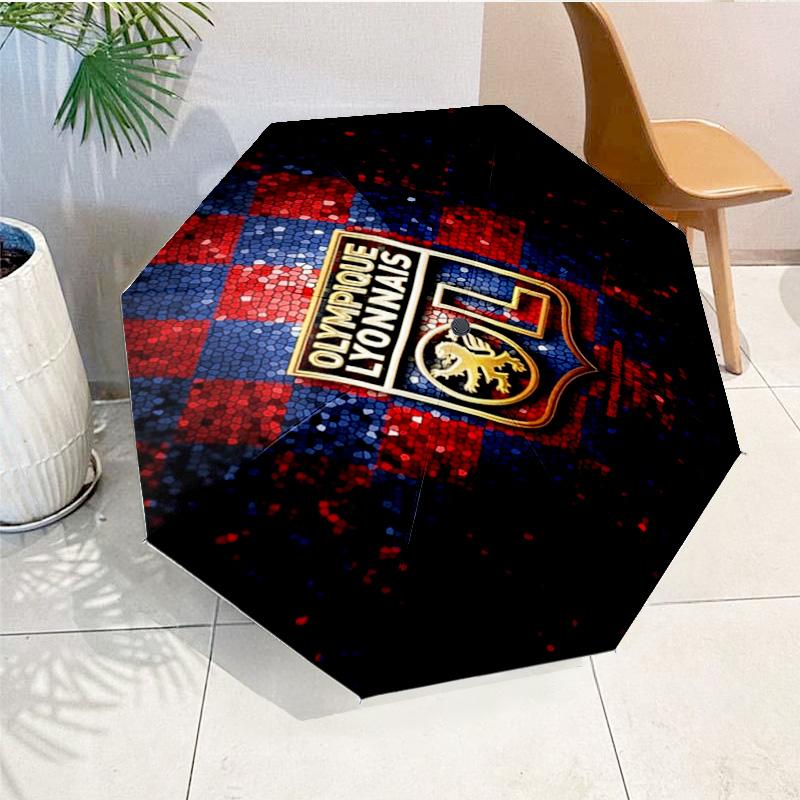 Lyon Football Crest Design Printed Automatic Umbrella, 8-Frame for Travel, camping, Casual Umbrella, Essential Gift for for family and friends