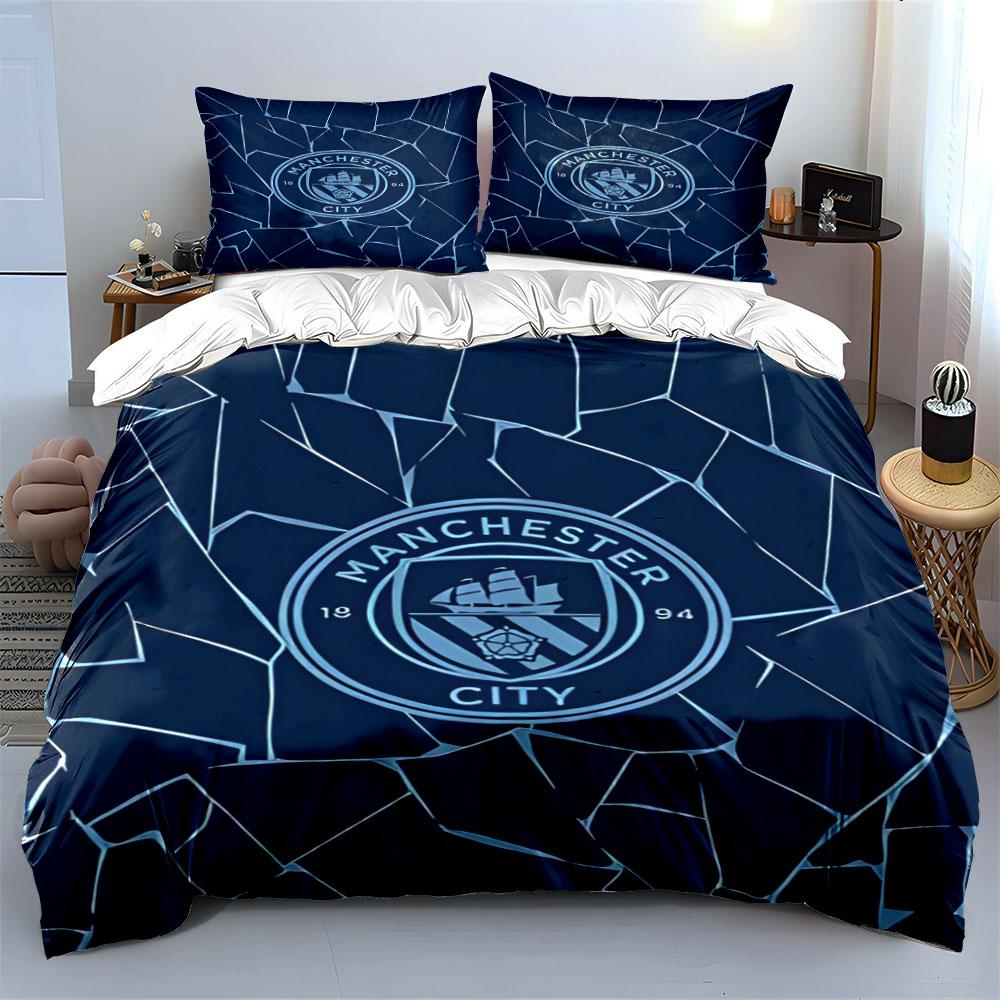 Modello logo Manchester City. Set lenzuola Set copripiumino Copripiumini Federe(1* Copripiumino 2* Federe senza imbottitura piumone)