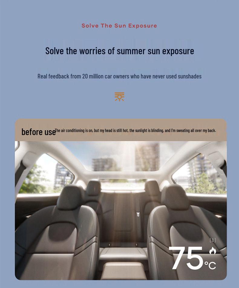 Tesla Model Y/3 Panoramic Sunroof Sunshade - Heat Insulation & Sun Protection