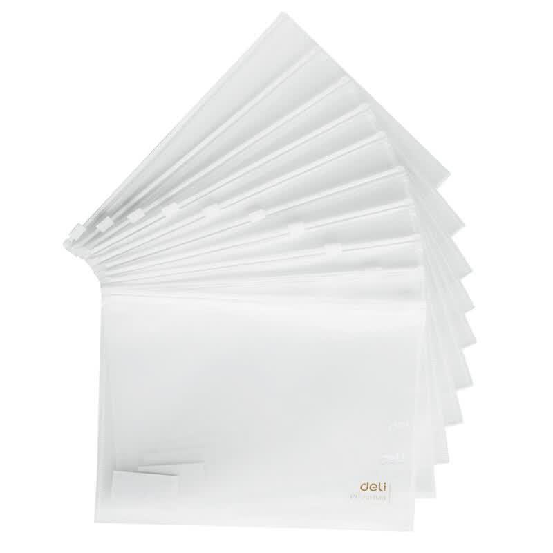 Deli A5 Frosted Zipper File Bags