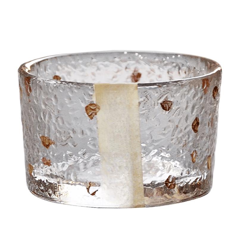 OLOEY Hammered Heat-Resistant Glass Teacups with Gold Rim, Set of 2