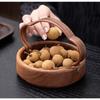 1PC Plate With Handles  15*15*4cm Walnut Wood Handheld Chinese Style Tea Pastry Nut Fruit Tray Solid Wood Snack Tableware