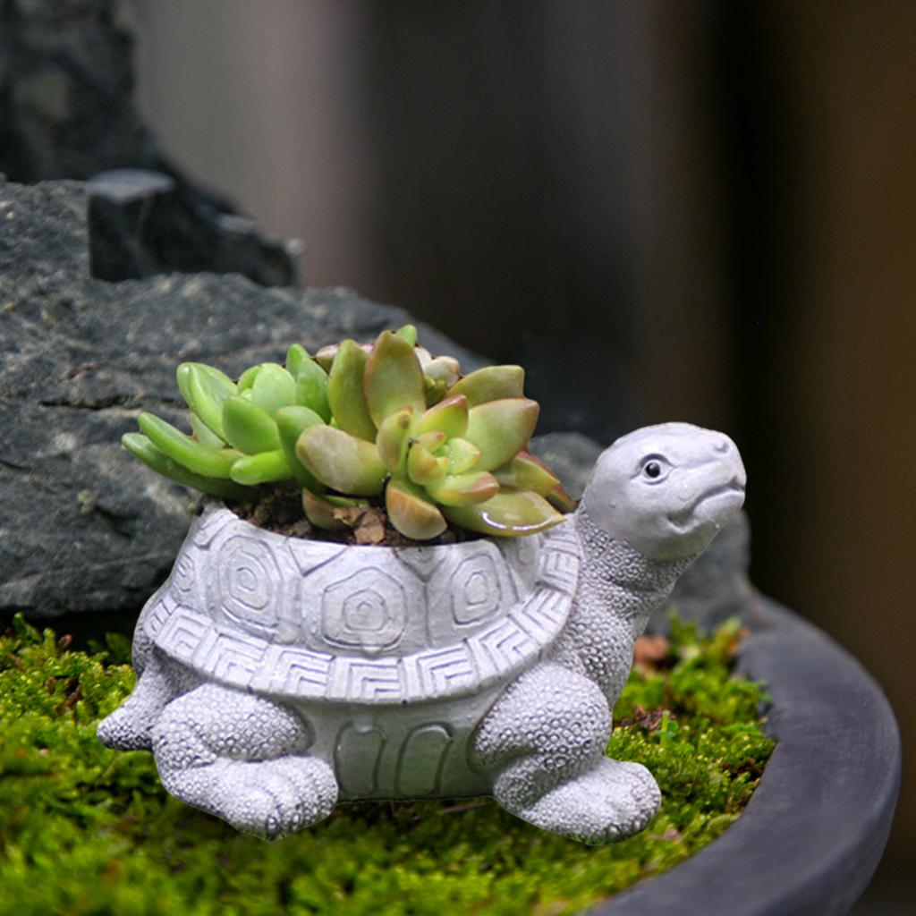 Turtle Planter Pot Collectible Artwork Flower Pot for Cabinet Backyard GiftResin Succulent Pots Holder Creative Decorative