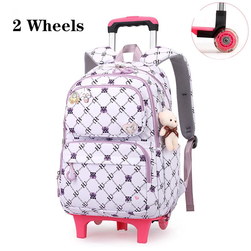 Rolling Wheeled Backpack Book Bags School Children School Bag with Wheels Students Backpack For Girls Trolley Bag Cute Schoolbag