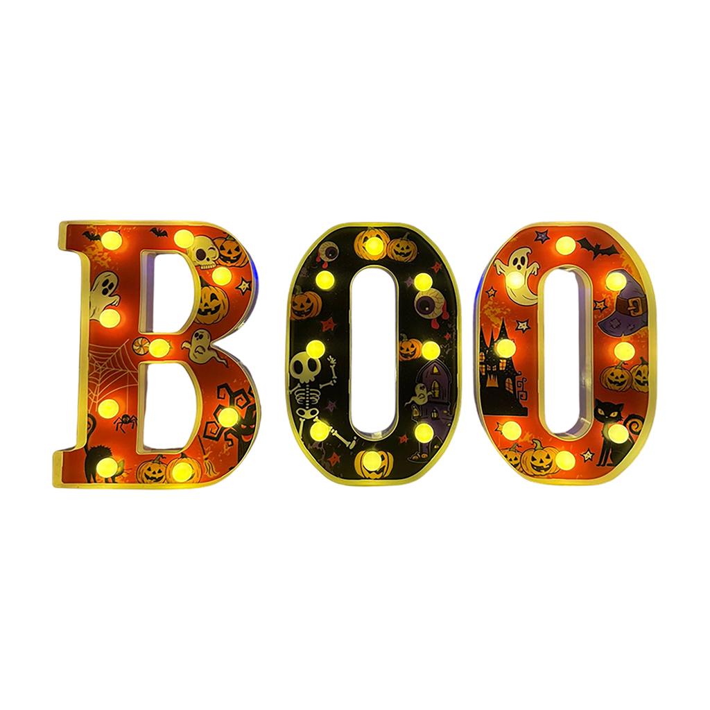 LED Halloween Letter Lights Festival Luminous Letter Horror Desktop Scene Layout Atmosphere Props Decoration Lights, Desktop Ornaments