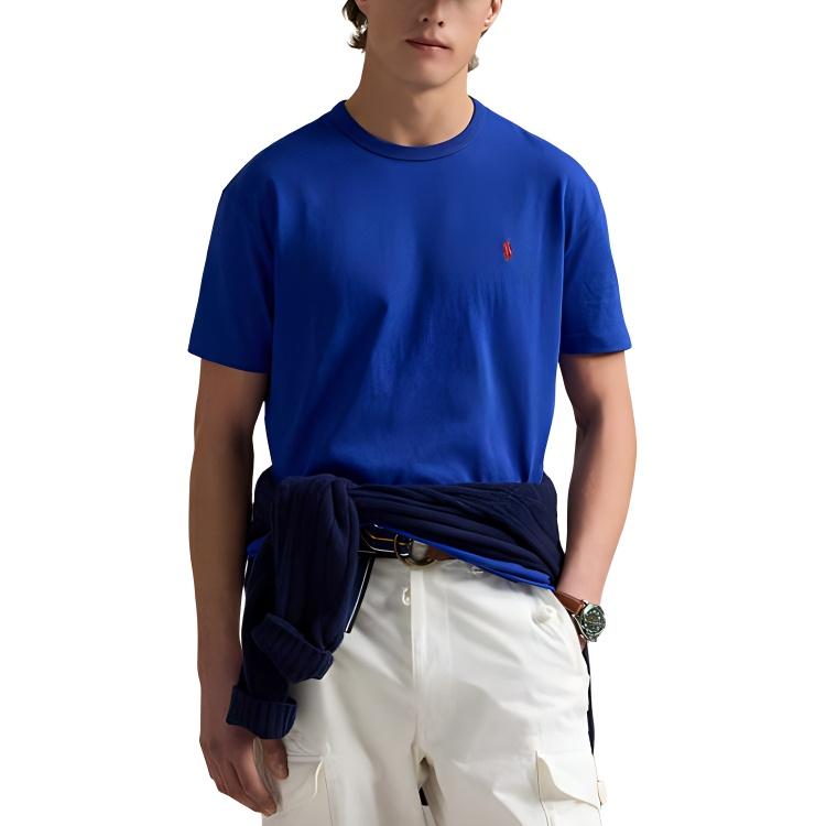 Polo Ralph Lauren Classic Fit Plain Knit Cotton Short Sleeve T-Shirt Men Tops Navy-Blue MNPOTSH1N822686-400