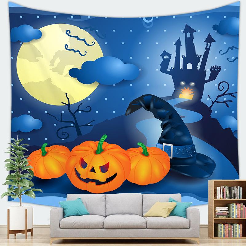 

Halloween Pumpkin Ghost Castle digitalprinted polyester tapestries living rooms bedrooms macrame wall hanging room 74x94cm(29x37in)