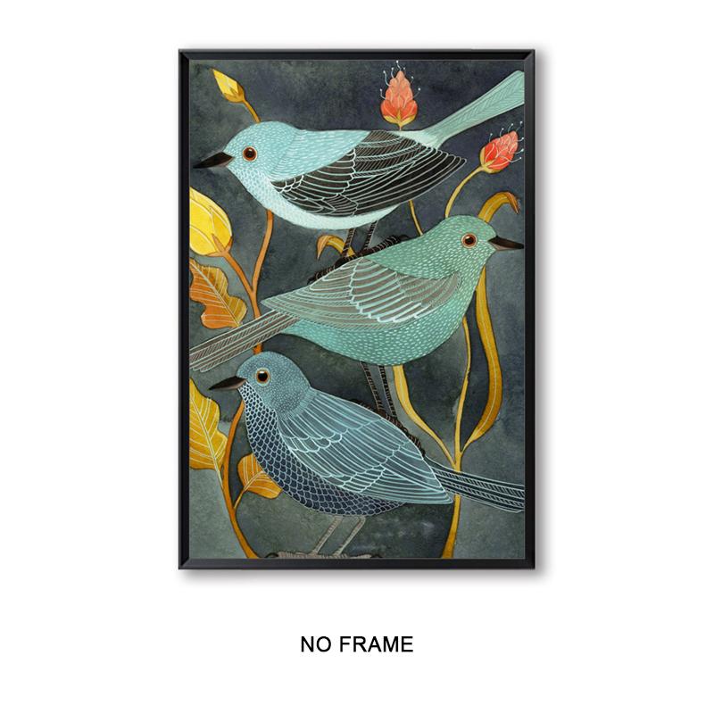 Vintage Animals and Plants Canvas Paintings Flowers Owl Birds Parrot Flamingo Wall Art Poster Pictures Print Living Room Decor