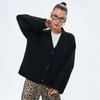 Women's Pink Thick Knit Cardigan - European & American Style