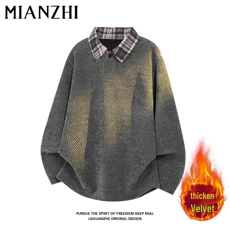 Men s Fleece Lined Polo Collar Sweatshirt 4XL