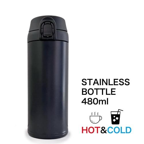 CLEAN HOUSE Stainless Steel Bottle, One-Touch Insulated, Hot & Cold Mug (Midnight Navy, 480ml)