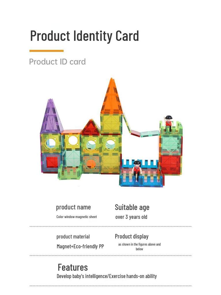 Stained Glass Magnetic Tile Set: Strong, Fun Assembly Building Blocks for Early Education Ages 3-6