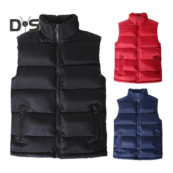 Men Waistcoat Stand Collar Sleeveless Vest Coat with Pockets Zipper Closure Warm Comfortable Down Waistcoat