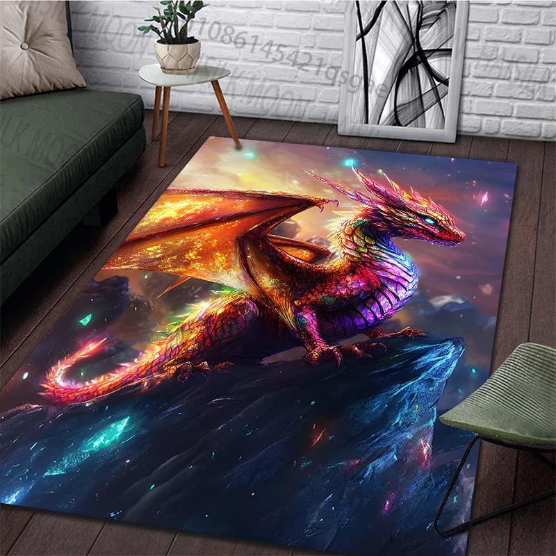 1PC Colorful dragon on mountain Print Carpet Rug for Living Room Bedroom Sofa Doormat Home Decor Non-slip Floor Mat