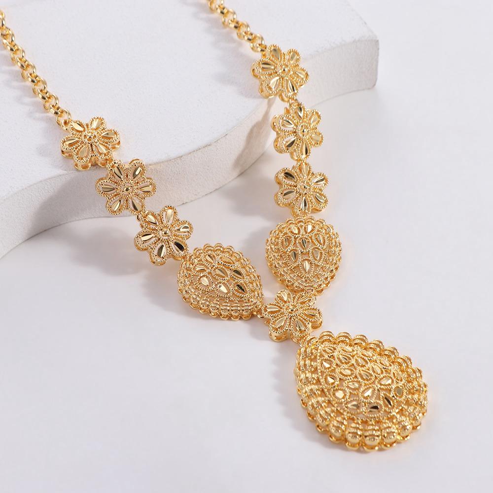 Gifts Gold Color Necklace Earring Set Plated African Bridal Jewelry Sets Dubai Jewelry Sets  Women