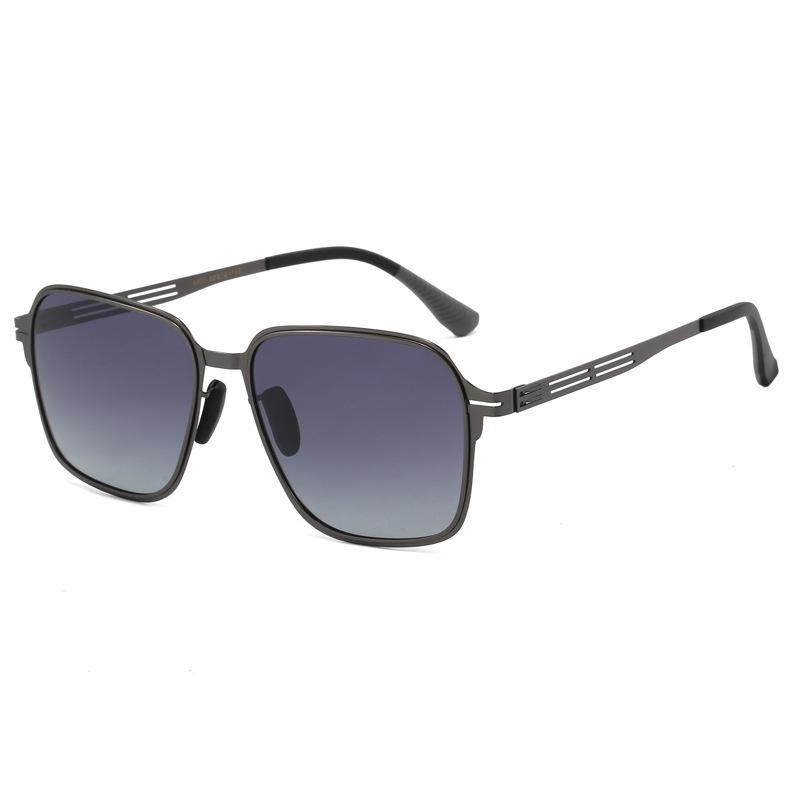 Мужские легкие поляризационные металлические солнцезащитные очки - Защита от УФ, Черный дизайн для улицы