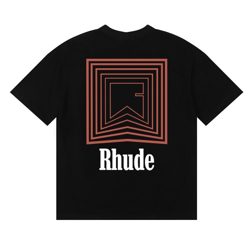 RHUDE Sunset Graphic T-Shirt Men Women Loose Fit Short Sleeve Tee Casual Streetwear