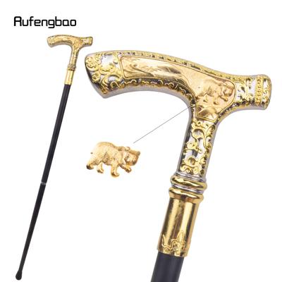 Bastone da passeggio con impugnatura a forma di orso bianco dorato di lusso, moda, decorativo, da passeggio, da uomo, elegante, da cosplay, con pomello, pastorale, 90 cm