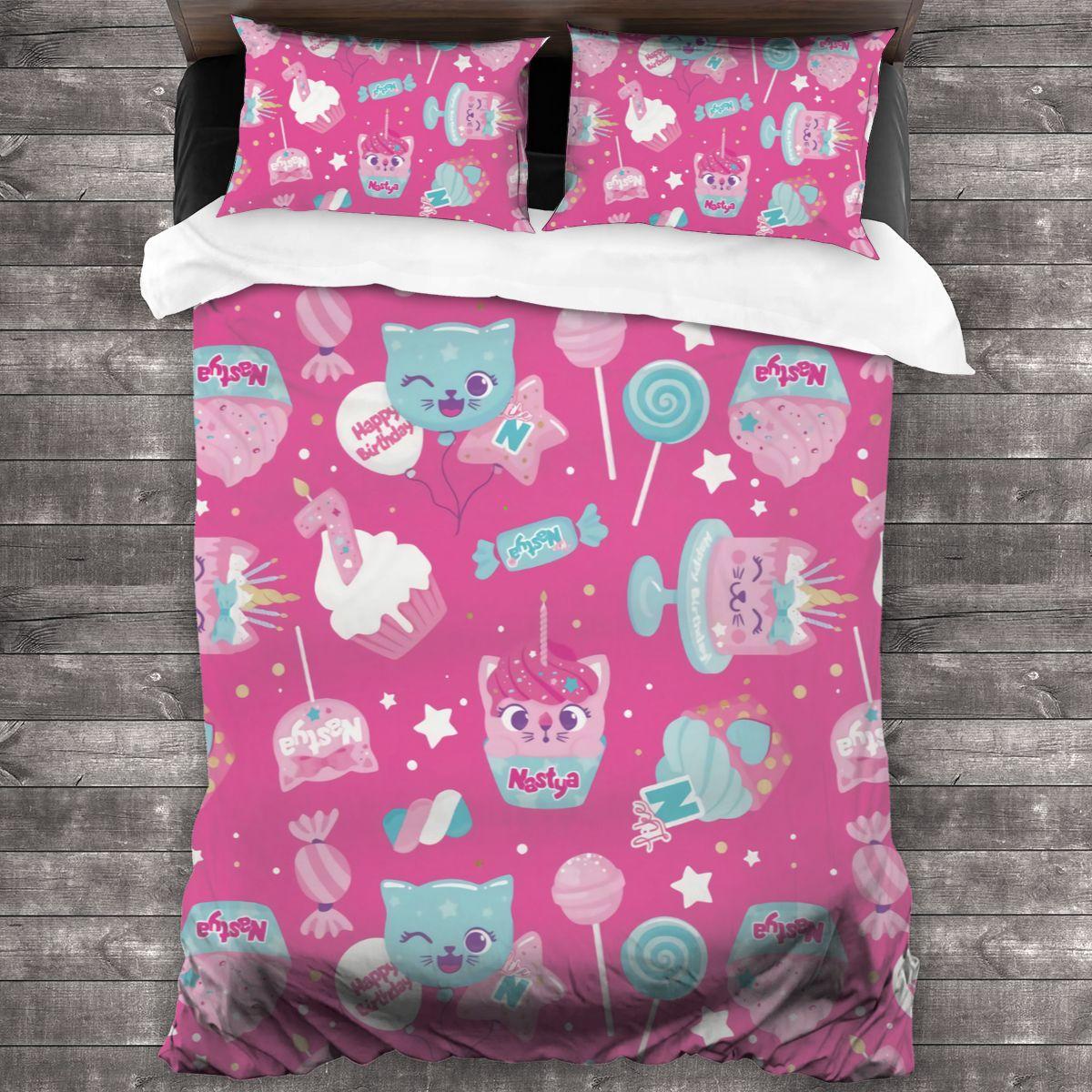 

Like Nastya Bedding Set Single Twin Full Queen King Size Bed Set Aldult Kid Bedroom Duvetcover Sets 3D Print Anime Kawaii 011 EU Single(135*200cm)3pcs