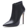 New European And American Style Pointed Thin Heel Print Super High Heels Short Boots Sexy Side Zipper Women's Bare Boots