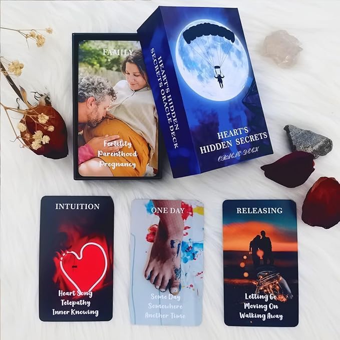 QCFQCF Twin Flame Love Oracle Cards Heart Hidden Secrets Oracle Deck for Beginners 78 Tarot Cards Helps You Reveal the Truth of Your Heart Space