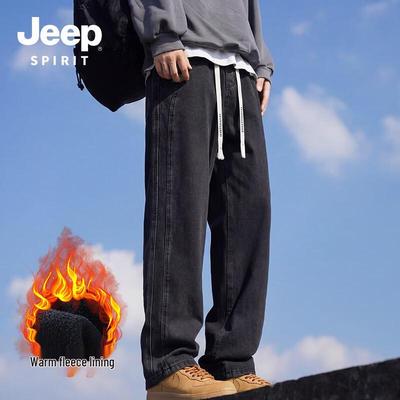 JEEP SPIRIT Men's Winter Fleece-Lined Straight Leg Jeans