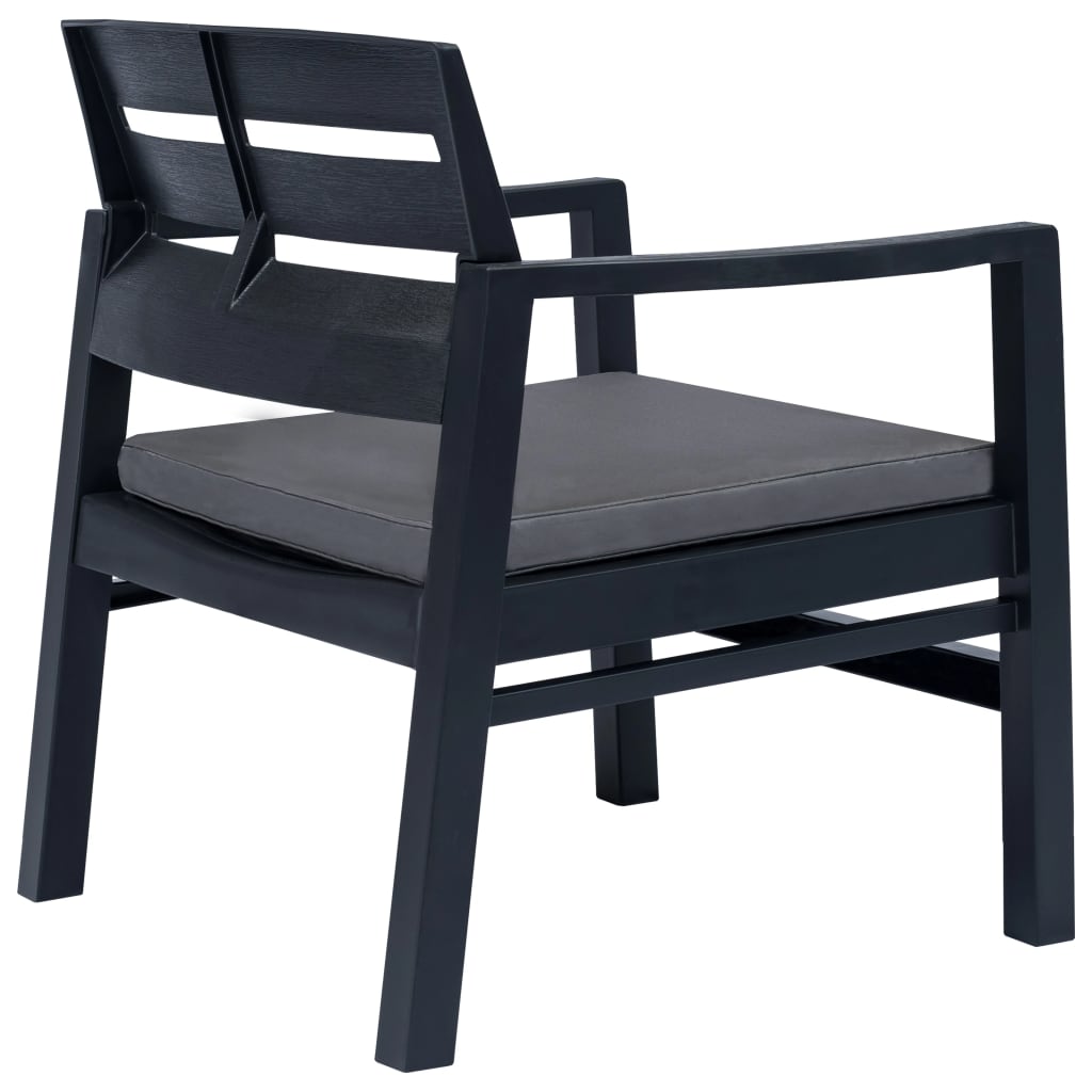 3 Piece Garden Dining Set Anthracite Plastic