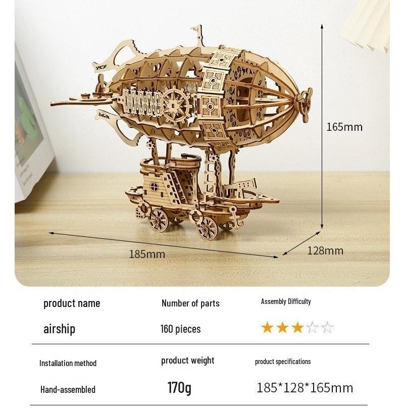 3D Wooden Puzzle: DIY Train, Carousel, Ferris Wheel, Pumpkin Carriage & Sailing Ship Models
