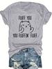 Cartoon Cat Print Cute  Breathable Topsitten DesignShort Sleeve FLUFF YOU Letter  Round Neck Fashion  Breathable Tops T-Shirt