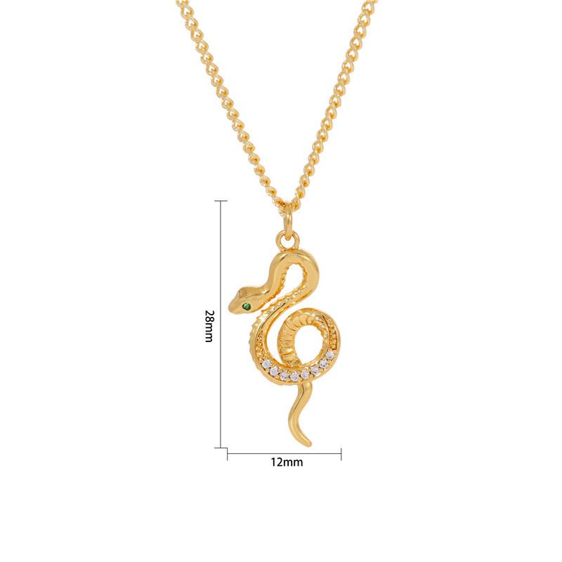 

18K Gold Zircon Snake Clavicle Necklace - Copper Attacking State Series 1 золотой