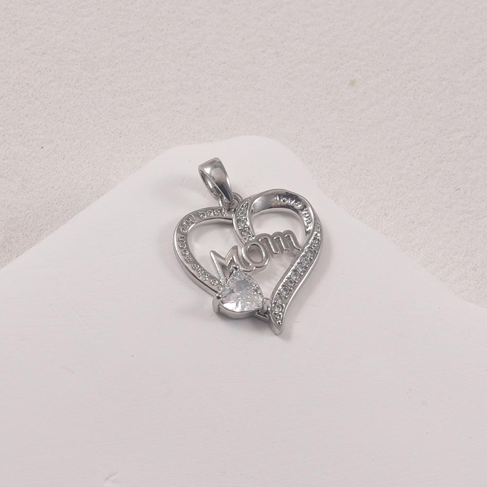 Элегантное Серебряное Сердце Со Стразами Подвеска-Ожерелье для Мамы