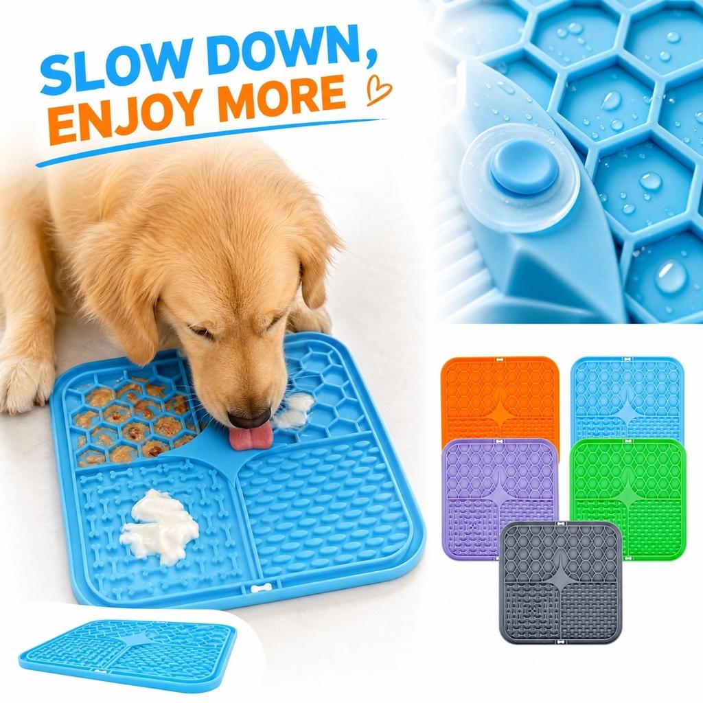 Silicone Slow Feed Lick for Dogs Cats with Suction Cups, Small Size Interactive Feeding Pad to Eating and Mess