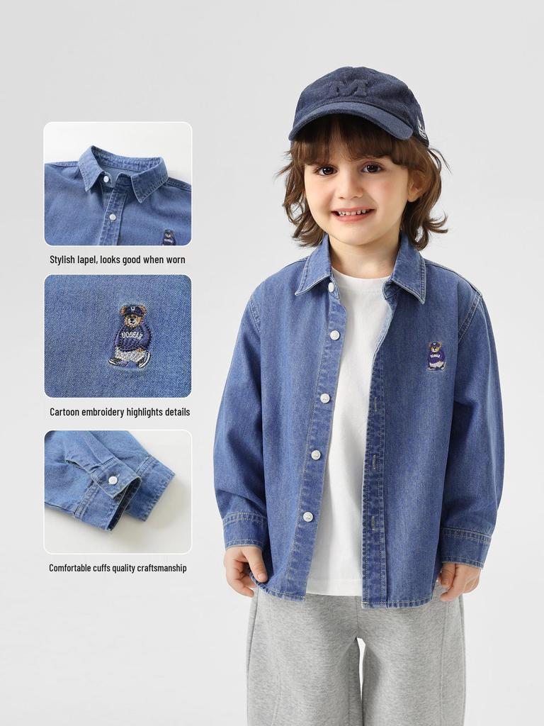 2026 Boys' European Denim Shirt Jacket - New Spring/Autumn Kids' Trendy Clothing