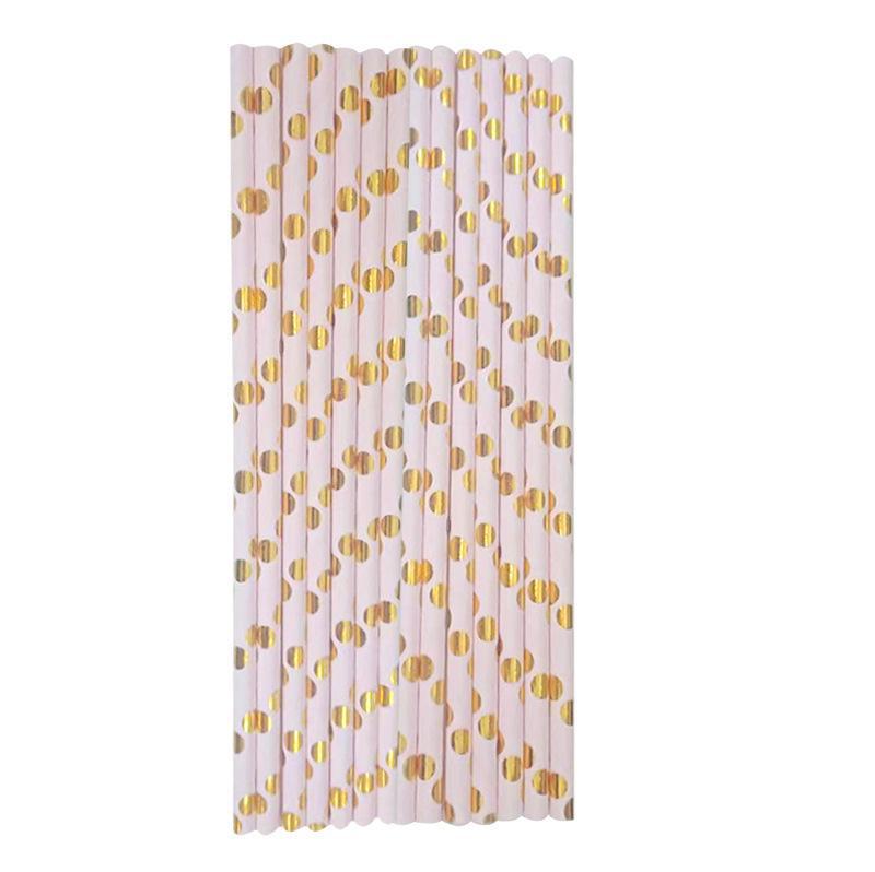 

Набір столового посуду в рожеву крапку із золотим штампом: Паперові стакани, тарілки, серветки, ножі, виделки та ложки. straws 10 pcs per pack рожевий