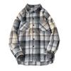 Retro Men's Plaid Long-sleeved Shirt Loose Jacket Men and Women's Shoulder-shoulder Shirt Large Size