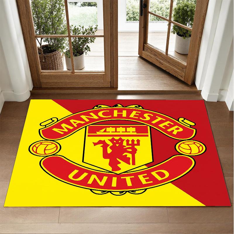 Manchester United FC Design Crystal Velvet Rug Soft Decorative Mat for Bedroom Entrance