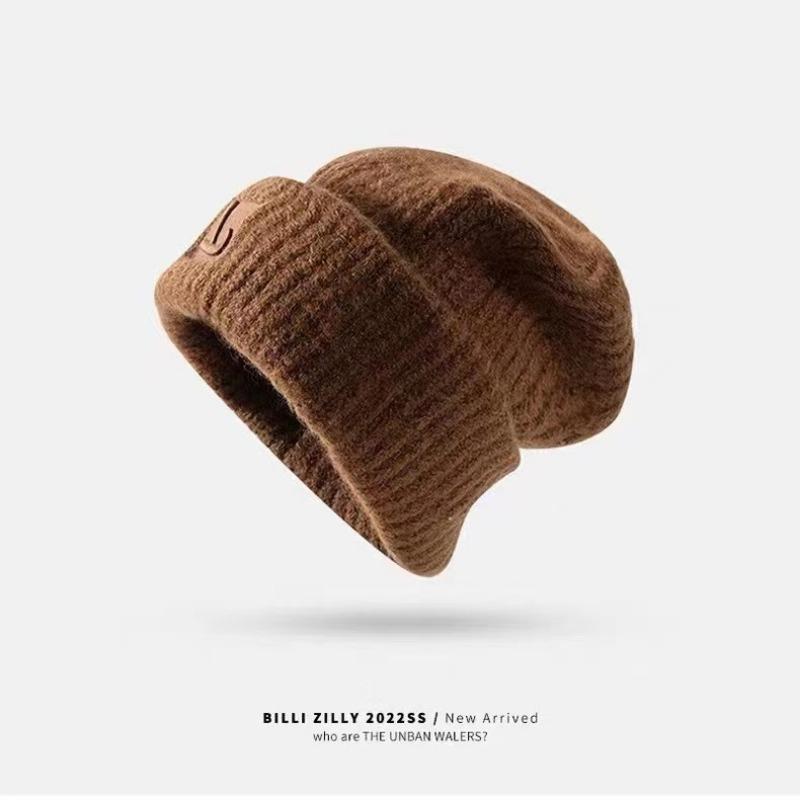 Hat Big Head Woolen Hat Women's Autumn and Winter Loose Warm Ear Protection Knitted