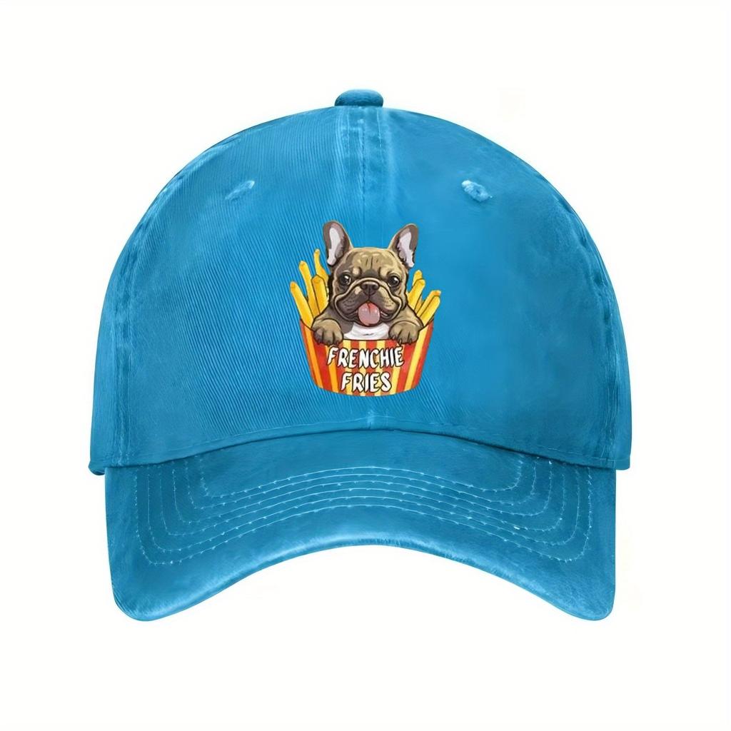 Frenchie Pommes Hundeliebhaber Französische Bulldogge Baseballkappe Vintage Gewaschen Erwachsenen Freizeit Hut