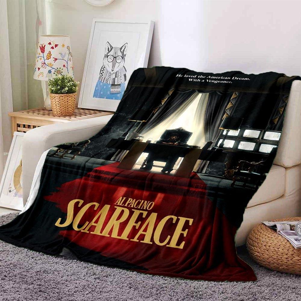1pc Scarface-Inspired Flannel Blanket - Soft Cozy All-Season Throw for Bedroom, Sofa, Camping, Travel - Perfect Gift for Movie FansB53