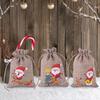 10Pcs Christmas Linen Gift Bag Santa Claus Jewelry Chocolate Candy Storage Gift Bag for Children Christmas Party