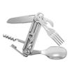 6 in 1 Multifunctional Camping Cutlery Foldable Portable Folding Cutlery EDC Tool Smooth for Picnic Hiking for Travelling BBQ