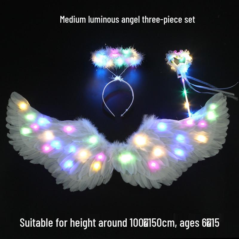 Children's Glowing Angel Feather Wings Costume Prop for Girls & Adults - Fairy, Elf, Cosplay & Photoshoots