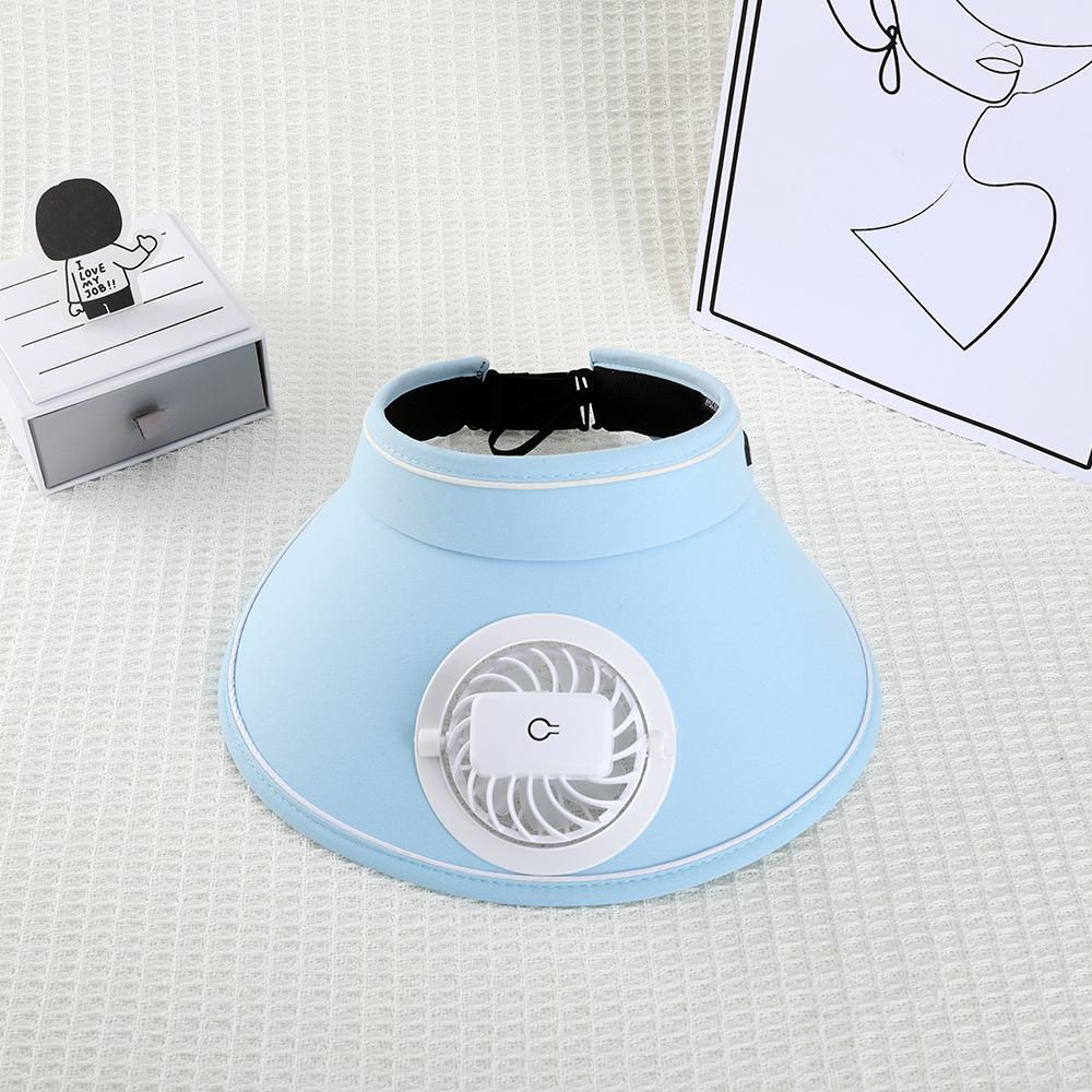 Summer Face Covering UV Sunscreen Empty Top Sun Women's Model with Fan Sun Hat Versatile Fashion Charging Hat Large Brim