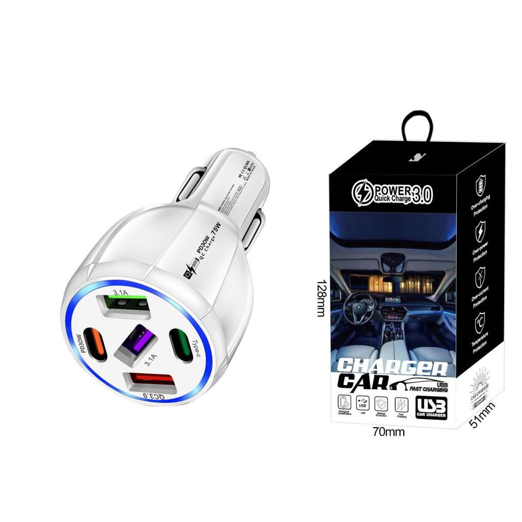 Fast Charging Car Charger - 3 USB Ports + 2 PD, CE FCC RoHS UL Certified