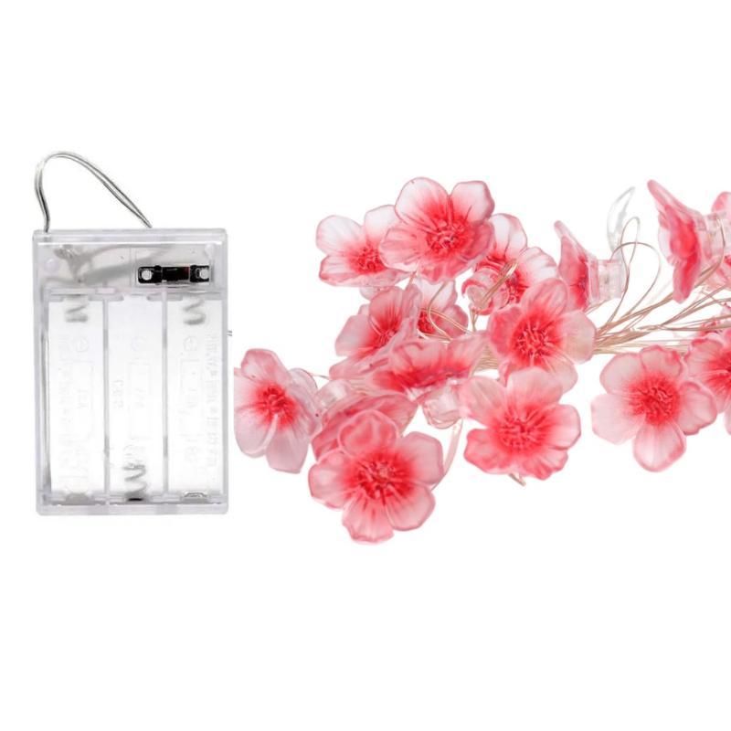 

Fairy Cherry Blossom Flower String Lights 3M 30LEDS Battery Powered Outdoor Indoor Decorative Atmosphere String Lamp Party Gift 3M 30LED-Battery розовый